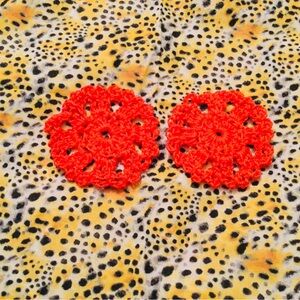 Tangerine Dream - Summertime ~ Crochet earnings. (Lrg) 3 inch by 3 inch. Round.